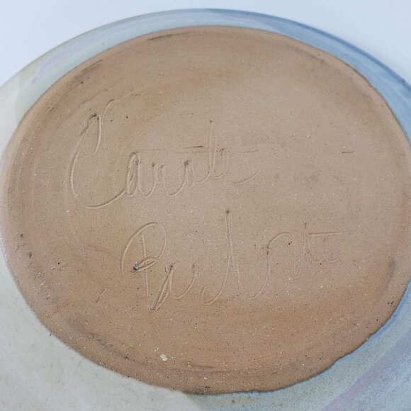 Carole Berhorst Michigan Artist Art Pottery Handled Plate Purple Colorful - Picture 5 of 5